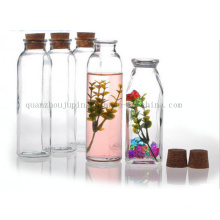OEM Print Glass Wishing Milk Juice Bottle with Cork